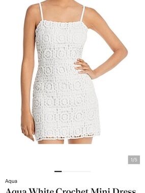 DO NOT BUY - Aqua White Crochet Mini Dress with Thin Straps
